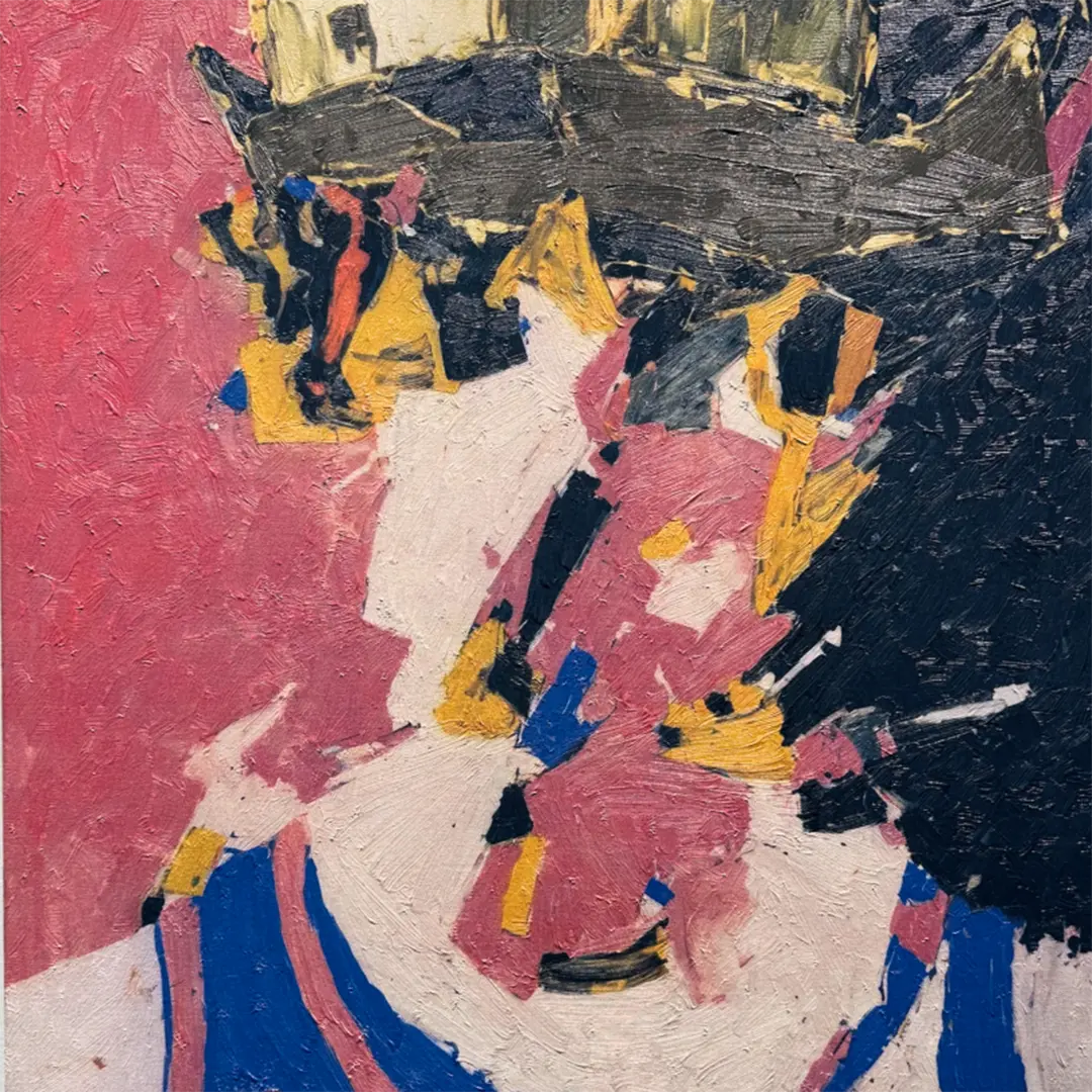 Detail of an oil print titled Brushstrokes