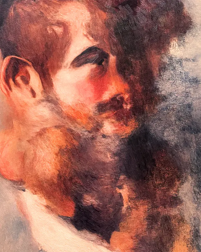 Detail of an oil print by Clownvamp
