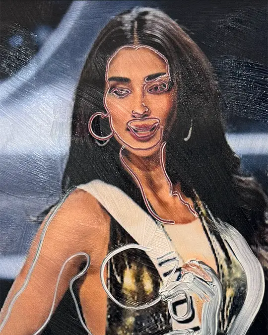 Detail of an oil print by Gretchen